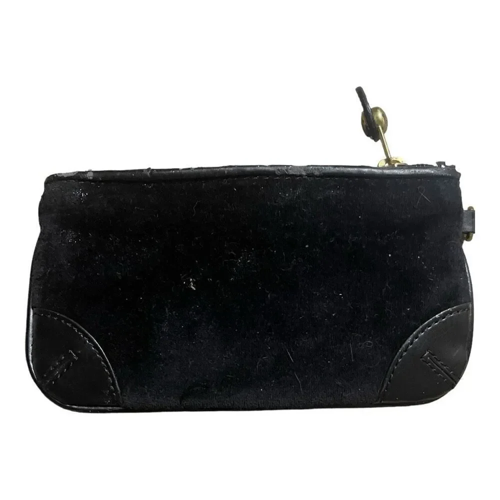 Vintage Retro Y2K Juicy Couture Black Embroidered Wristlet Faux‎ Suede RARE
